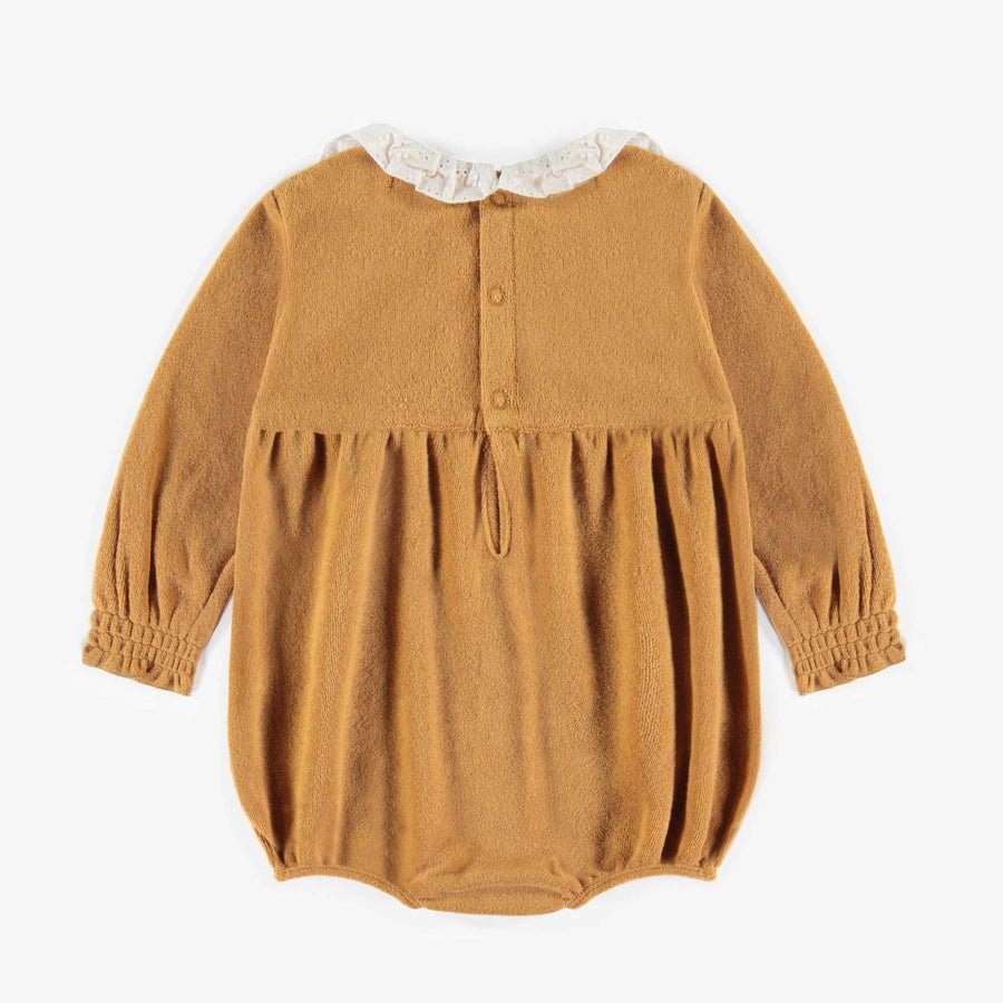CARAMEL LOOSE FIT BODYSUIT IN TERRY, BABY