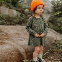 GREEN FLORAL DRESS IN VISCOSE, BABY