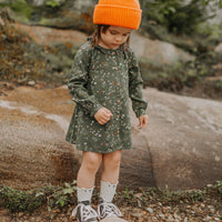 GREEN FLORAL DRESS IN VISCOSE, BABY