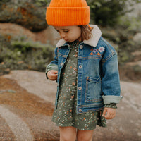 GREEN FLORAL DRESS IN VISCOSE, BABY