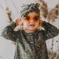 GREEN FLORAL DRESS IN VISCOSE, BABY