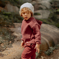 RUST HOODY IN QUILTED JERSEY, BABY