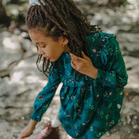 GREEN DRESS WITH FLOWERS IN VISCOSE, CHILD