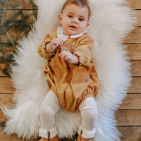 CARAMEL LOOSE FIT BODYSUIT IN TERRY, BABY