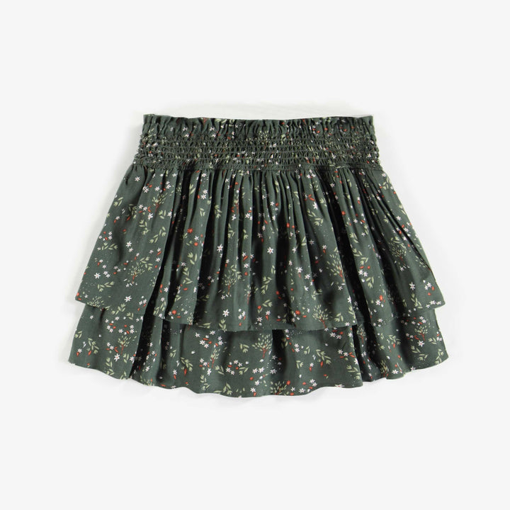 FLORAL GREEN SKIRT WITH RUFFLES IN VISCOSE, CHILD