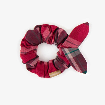RED PLAID SCRUNCHIE IN BRUSHED FLANNEL, CHILD