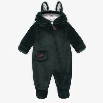 GREEN ONE-PIECE IN PLUSH WITH INTEGRATED FEET, NEWBORN