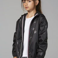SAM PRINT - KIDS BLACK GLOSS STARS PACKABLE RAIN JACKET