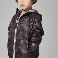 Sam Print - Kids Black Camo Full Zip Packable Rain Jacket