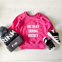 No Talky During Hockey Raglan - Bright Pink