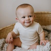 ORGANIC V-NECK BODYSUITS - BEIGE