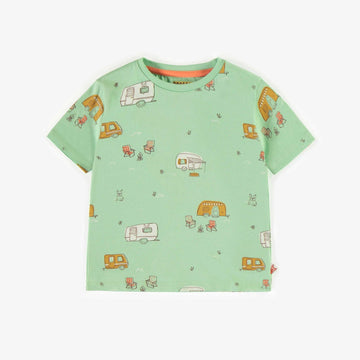 GREEN PATTERNED T-SHIRT IN COTTON STRAIGHT FIT, BABY