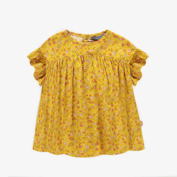 YELLOW FLOWERY DRESS IN VISCOSE, BABY