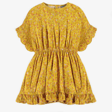 YELLOW FLOWERY DRESS IN VISCOSE, CHILD