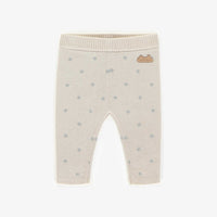 CREAM LEGGING WITH BLUE POLKA DOTS, NEWBORN