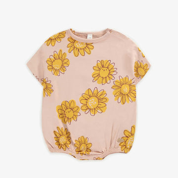 PINK FLOWERY ONE-PIECE IN FRENCH TERRY, NEWBORN