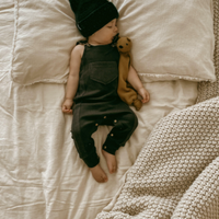 Organic Footless Ribbed Overall in Black