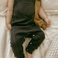 Organic Footless Ribbed Overall in Black