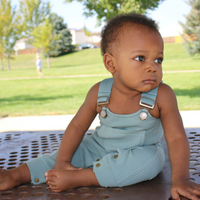 Organic Footless Ribbed Overall in Jade