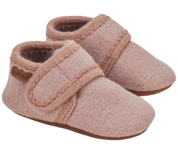 WOOL BABY SLIPPERS BARK PINK