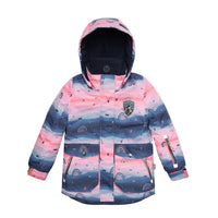 Printed Rainbow Two Piece Snowsuit Coral Pink And Navy Blue