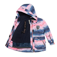 Printed Rainbow Two Piece Snowsuit Coral Pink And Navy Blue
