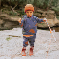 BLUE PANT WITH COLORED STAINS IN FRENCH TERRY, BABY