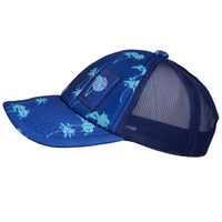Trucker Palm Tree Ball Hat - Blue