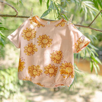 PINK FLOWERY ONE-PIECE IN FRENCH TERRY, NEWBORN
