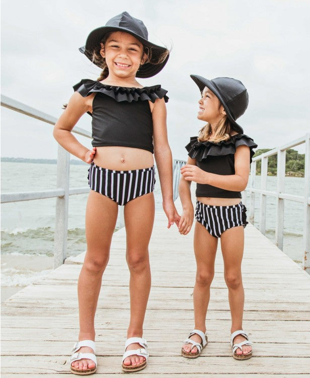 Black & White Stripe Ruffled Tankini – Trendy Tots Winnipeg