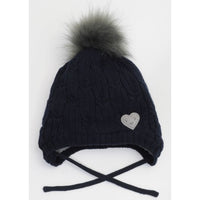 Girls Knit Faux Fur Pompom Teddy Lined Hat (Multiple Colors)