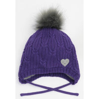 Girls Knit Faux Fur Pompom Teddy Lined Hat (Multiple Colors)
