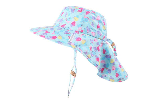 Sun Hat with Neck Cape - Butterfly