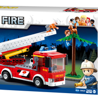 Fire Truck w/ Aerial Ladder Building Brick Kit (269 Pcs)