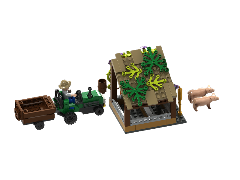 Pig Farm and Tractor Building Brick Kit (202 pcs)