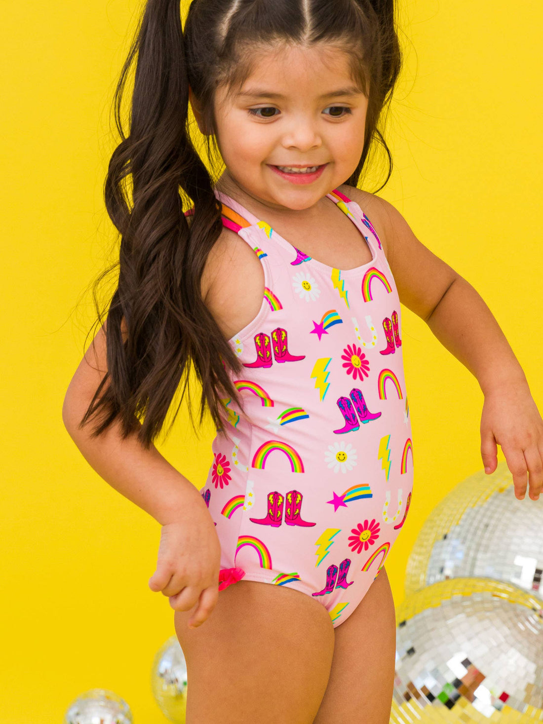 Girls Cowgirl Cutie Cross-Back One Piece Swimsuit