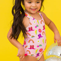 Girls Cowgirl Cutie Cross-Back One Piece Swimsuit