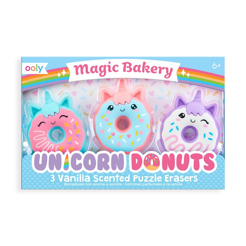 magic bakery unicorn donuts scented erasers - set of 3