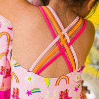 Girls Cowgirl Cutie Cross-Back One Piece Swimsuit