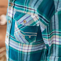 Turquoise plaid shirt, child