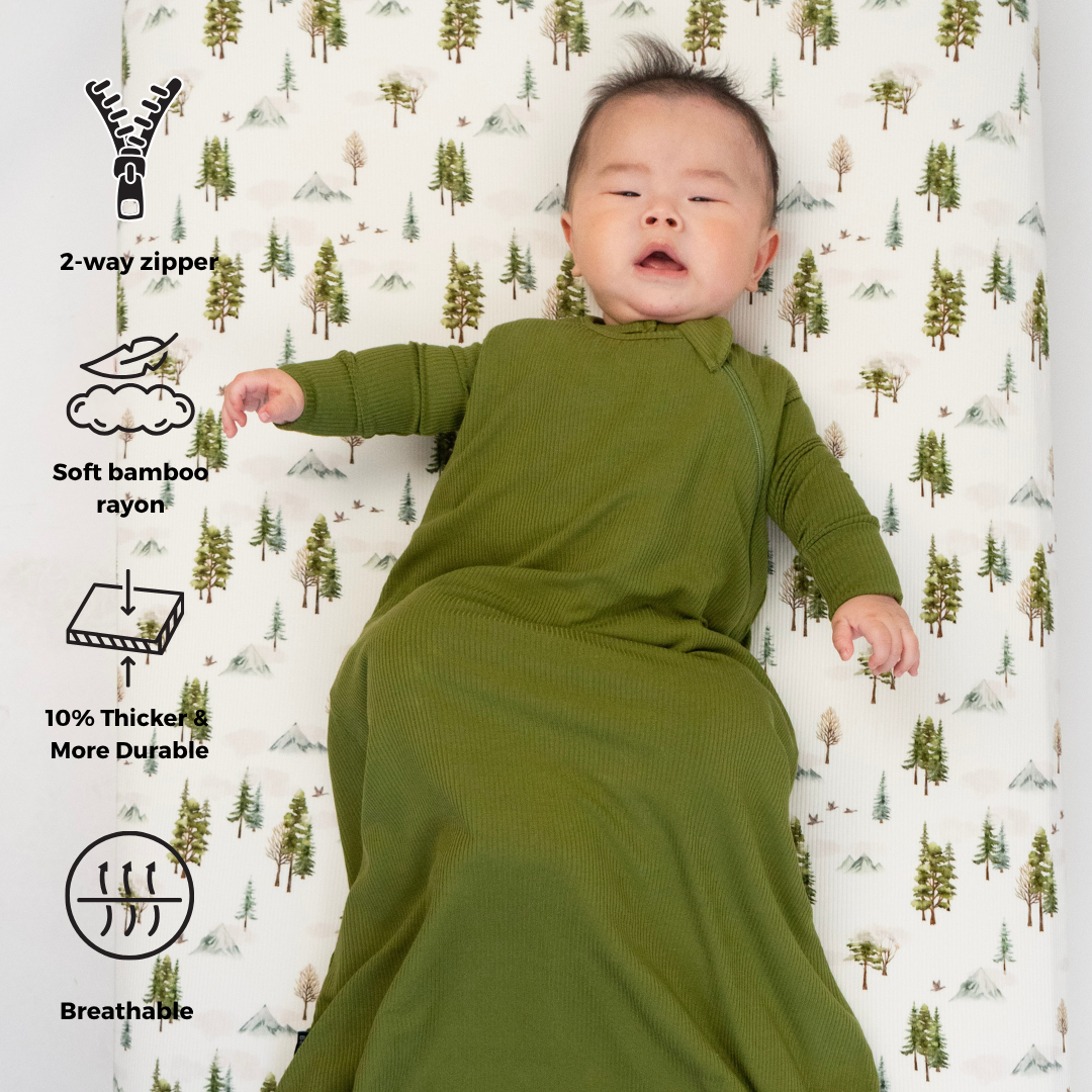 1.0 TOG Ribbed Bamboo Sleep Sack - Olive Green