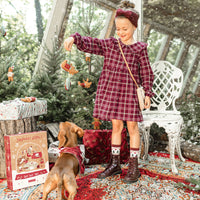 RED AND WHITE PLAID PATTERN DRESS IN BRUSHED FLANNEL, CHILD