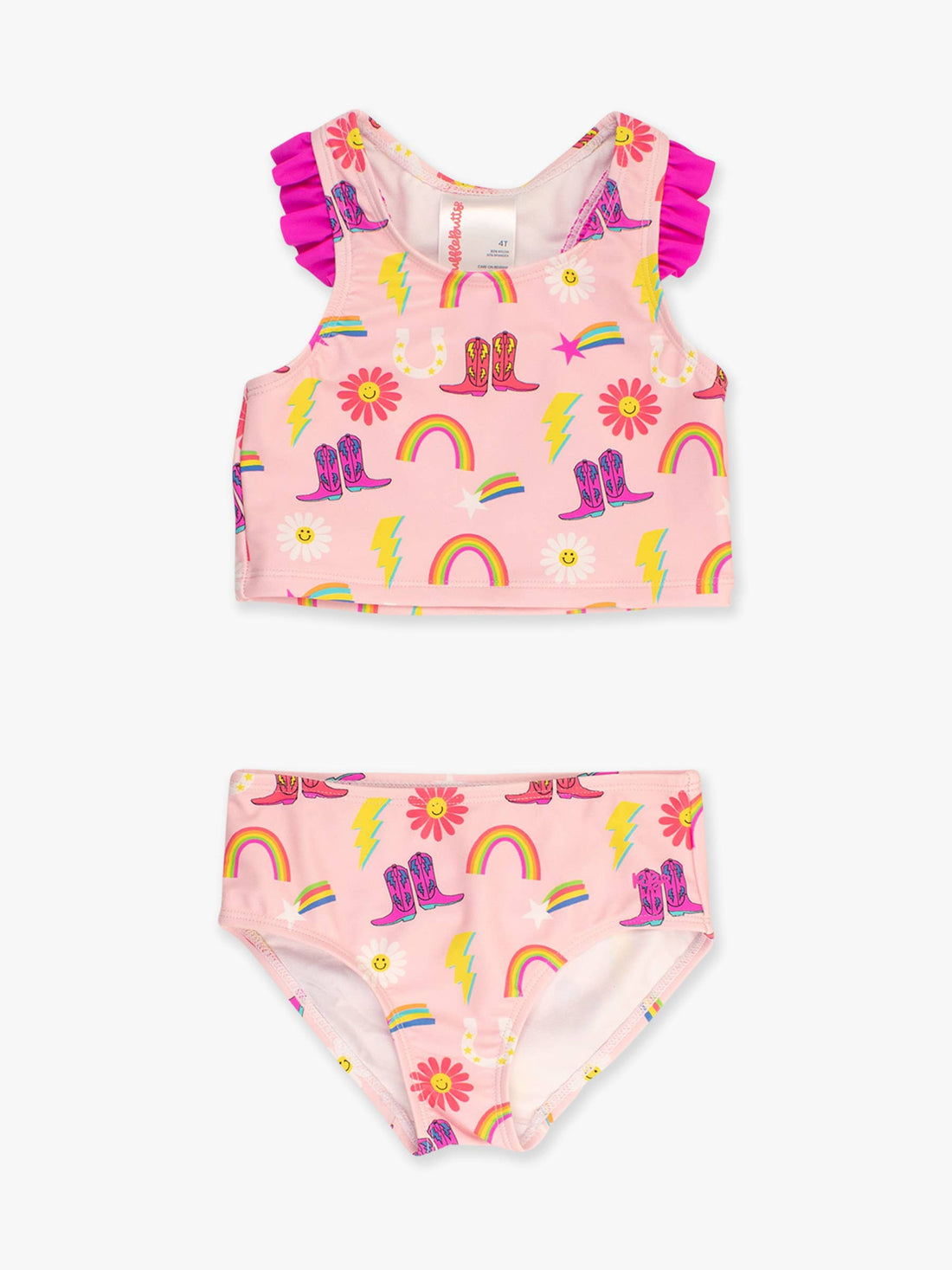 Girls Cowgirl Cutie Racerback Flutter Tankini 2-Piece Swimsuit