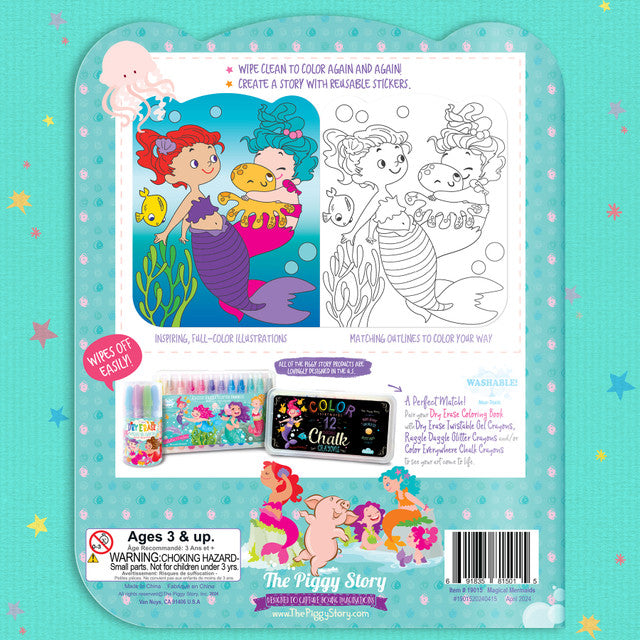Dry Erase Coloring Book - Magical Mermaids