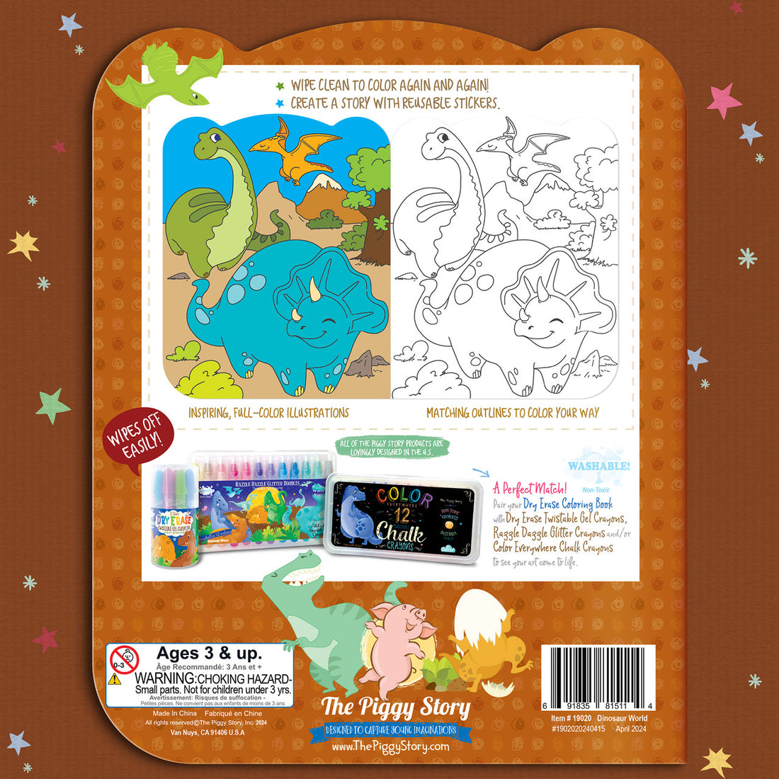 Dry Erase Coloring Book - Dinosaur World