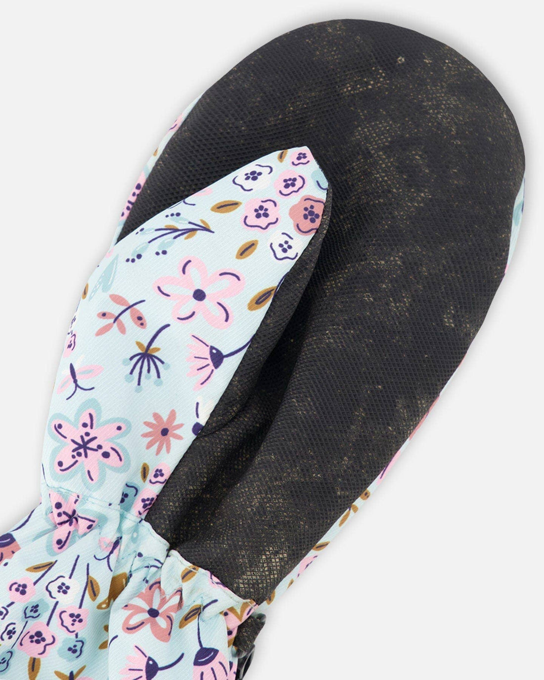 Mid-Season Mittens In Recycled Polyester Blue Mini Flower Print