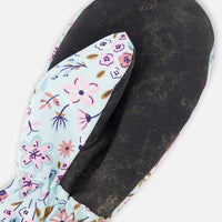 Mid-Season Mittens In Recycled Polyester Blue Mini Flower Print