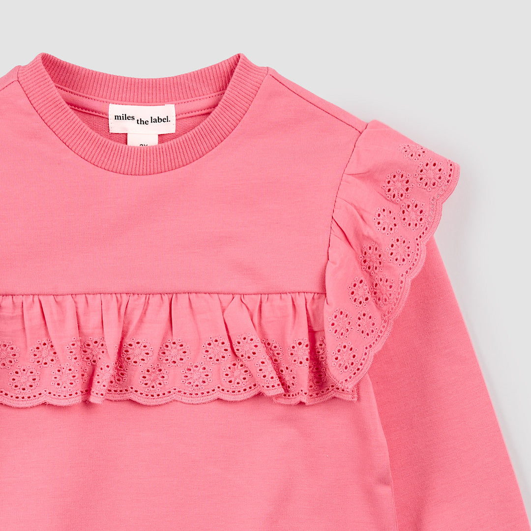 Confetti Eyelet Detail Long-Sleeve Top