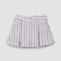 Rosewood & Navy Striped Seersucker Skort