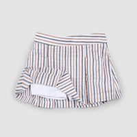 Rosewood & Navy Striped Seersucker Skort
